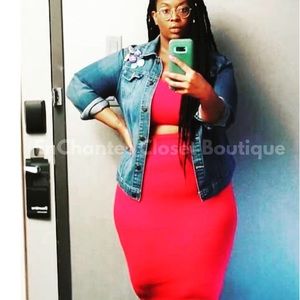 2- piece red skirt set